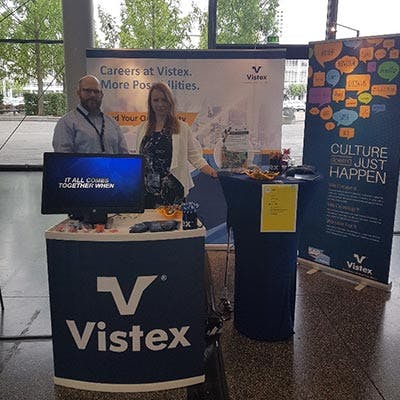 Vistex booth about work culture